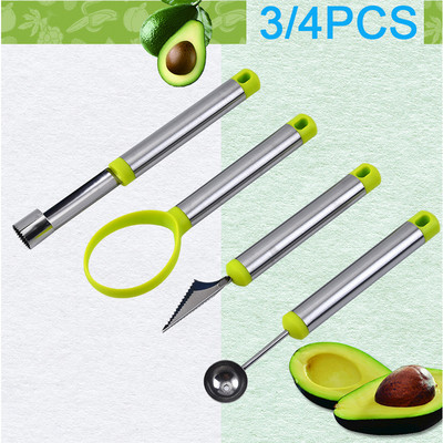 Cuțit de tăiat pepene verde din oțel inoxidabil Cuțit 4 ÎN 1 pentru tăiat fructe Separator de pulpă de fructe Accesorii pentru unelte