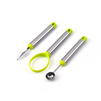 Nerūdijančio plieno arbūzų pjaustyklės kaušelis 4 IN 1 vaisių drožimo peilis pjaustytuvas Vaisių masės separatorius Virtuvės įrankiai Priedai