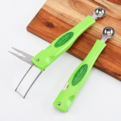 3 ÎN 1 tăietor de pepene verde din oțel inoxidabil tăiat pepene verde Accesorii de bucătărie Gadget-uri Instrument de tăiat salată de fructe