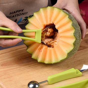 3 σε 1 Melon Baller Carmelon Slicer Cutter Scoop Φρούτα σκάλισμα Μαχαίρι Πιατέλα φρούτων Fruit Digger Διαχωριστής πολτού Gadgets κουζίνας