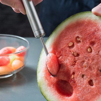 3 τεμ./παρτίδα Melon Baller Watermelon Digger 304 Ανοξείδωτη σέσουλα παγωτού Κουτάλι με διπλή κεφαλή κουζίνας Gadget σκάλισμα