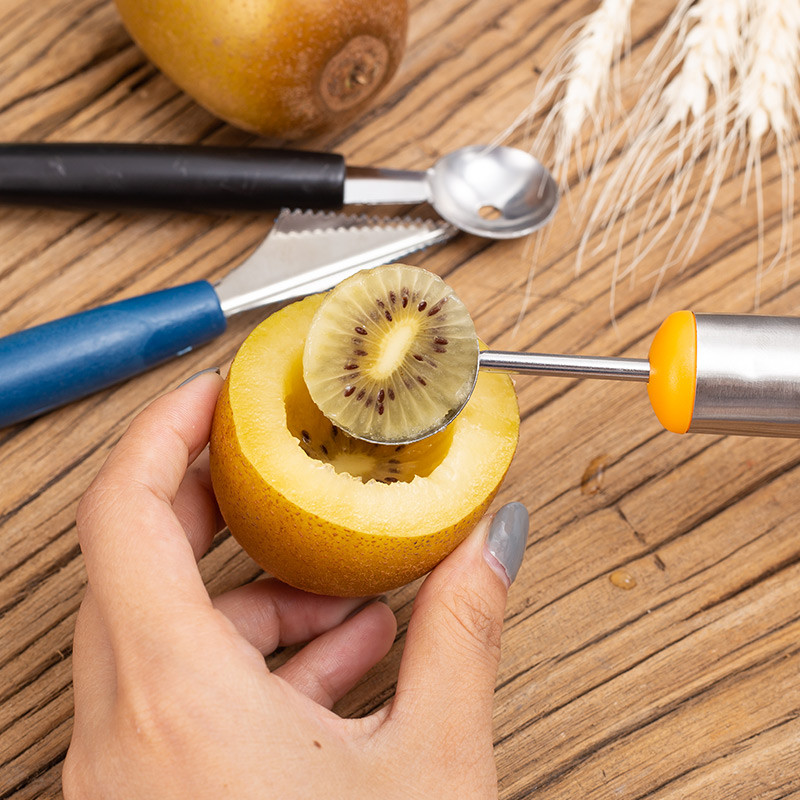 Dvigubos galvutės nerūdijančio plieno arbūzo kasimo rutulys virtuvės įrankis arbūzo drožybai peilis vaisiams ledams kasti rutulinį šaukštą
