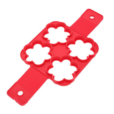 Filtru de clătite antiaderente Producător de inele de ouă, cu 4 găuri, din silicon, pentru prăjirea de ouă, unelte de bucătărie cu inimă pătrată, cerc, flori