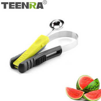 TEENRA 2 бр./компл. Нож за изрязване на плодове от неръждаема стомана Melon Baller Fruit Loap Cream Baller Fruit Slicer Кухненски джаджи