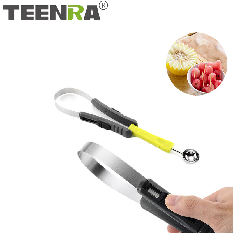 TEENRA 2kom/set Nož za rezbarenje voća od nehrđajućeg čelika Lopatica za dinju Lopatica za voće Lopatica za kremu Rezač voća Kuhinjski pribor