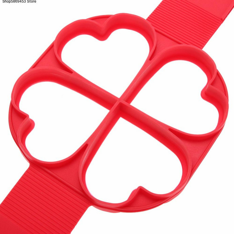 Aparat za pečenje palačinki s neprijanjajućim slojem Aparat za pečenje jaja s 4 rupe Silikonski kalup za palačinke Kalup za prženje jaja DIY Kuhinjski alat s kvadratnim srcem i krugom