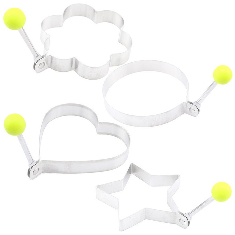 4db Tojásszerszám Sütő Rozsdamentes acél Szív Omlett serpenyős Omlett Készülék Tojásgyűrű Formakészlet Konyhai eszközök