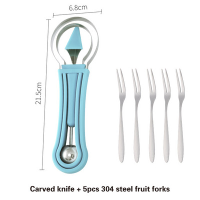 Mașină de săpat bile de fructe trei într-unul Scoop bile de pepene verde Săpat pepeni și fructe Cuțit de sculptat Set de instrumente pentru fructe DIY Gadget