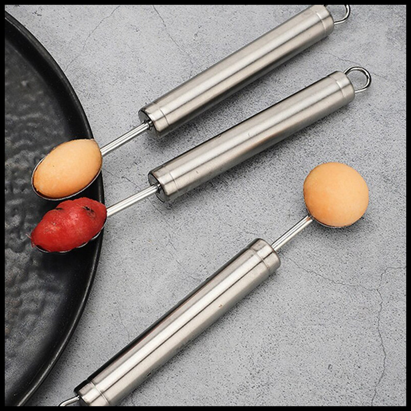 4db/szett Gyümölcsgolyós ásó berendezés rozsdamentes acél hordozható elválasztó görögdinnye kanál Baller mosható gombóc konyhai eszköz