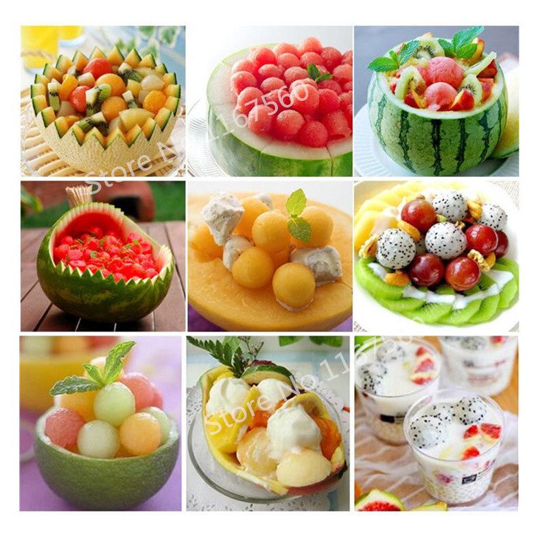 Rozsdamentes acél, kétvégű golyó alakú gyümölcsásó gombóc fagylalt desszert szorbet gombóc Konyhai formázás Főzés Sütőeszközök