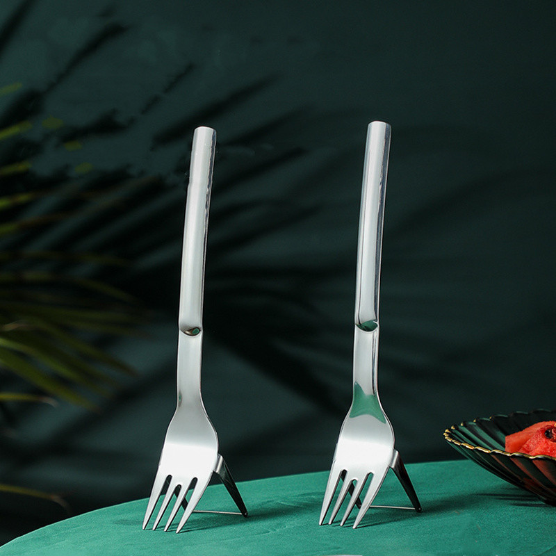 Görögdinnyeszeletelő villával Tartós görögdinnyevágó rozsdamentes acél görögdinnyevágó eszközök gyümölcstál konyhai eszközökhöz