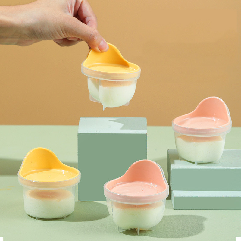 4 bucăți cu mâner matriță pentru ouă din plastic pentru cazan pentru ouă pentru bebeluși, pentru mic dejun, forme de bucătărie pentru coacere, fără separator de ouă și gadgeturi pentru perie de ulei