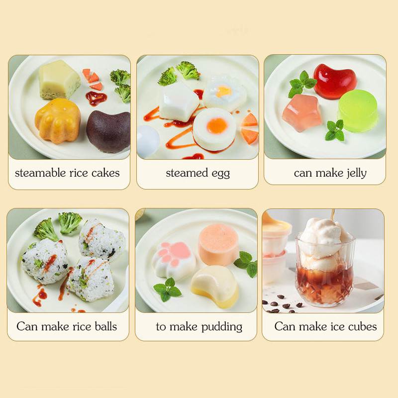 4 bucăți cu mâner matriță pentru ouă din plastic pentru cazan pentru ouă pentru bebeluși, pentru mic dejun, forme de bucătărie pentru coacere, fără separator de ouă și gadgeturi pentru perie de ulei