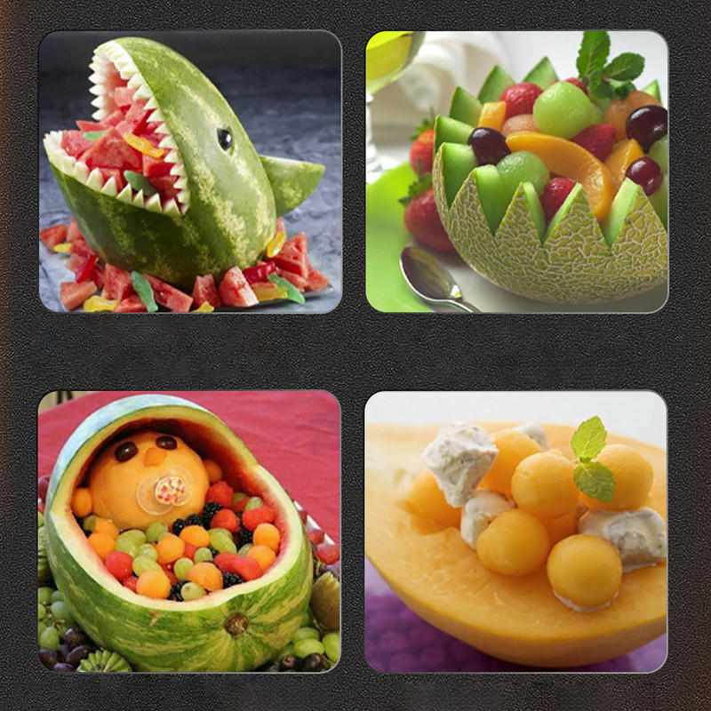 Лопатка за пъпеши 4 вида лъжичка за пъпеши от неръждаема стомана и инструмент за издълбаване на плодове Лъжица за копаене Загребване кръгла овална или