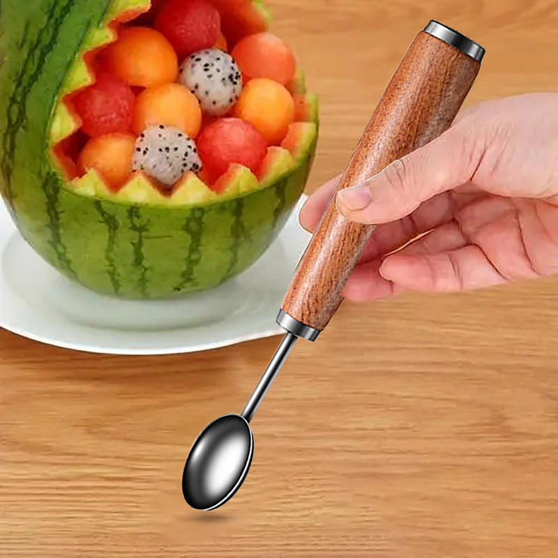 Лопатка за пъпеши 4 вида лъжичка за пъпеши от неръждаема стомана и инструмент за издълбаване на плодове Лъжица за копаене Загребване кръгла овална или