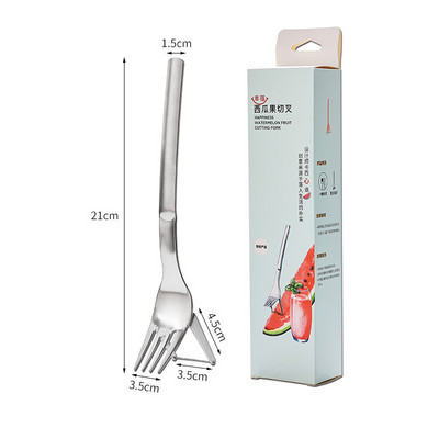 Arbūzų pjaustyklė 2 viename arbūzų šakučių pjaustyklė nerūdijančio plieno vaisių šakutė Daugiafunkcė vaisių šakutė pjaustymo peilis virtuvės prietaisai