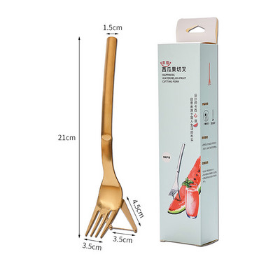 Arbūzų pjaustyklė 2 viename arbūzų šakučių pjaustyklė nerūdijančio plieno vaisių šakutė Daugiafunkcė vaisių šakutė pjaustymo peilis virtuvės prietaisai