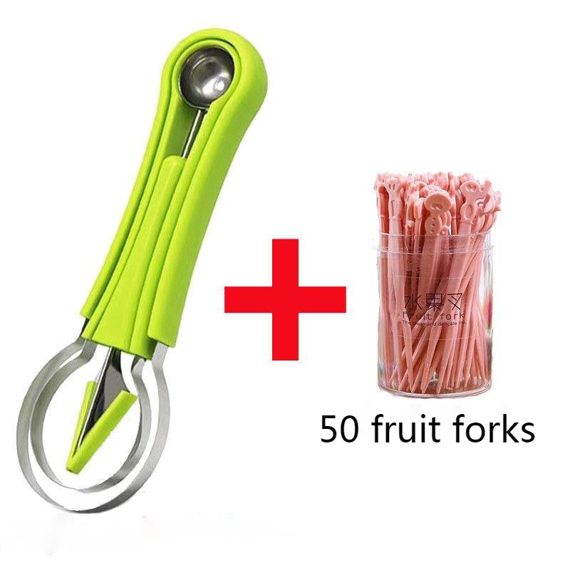 3 în 1 Melon Baller Pepene Pepene Tăiător Cutter Scoop Fructe Cuțit Sculpt Plată Fructe Săpător Fructe Pulpa Separator Gadgets de bucătărie