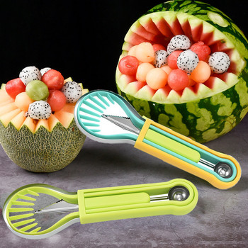 3-в-1 Fruit Digger Комплект ножове за издълбаване на плодове Резачка Плата за плодове Разделител Кухненски джаджи Лопатка за топка за сладолед Диня