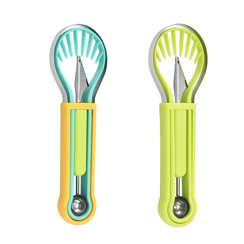 Kolm-ühes puuviljakaevaja Puuviljade nikerdusnugade komplekt Lõikur Puuviljavaagna eraldaja Köögividinad Arbuusijäätisepallikühv