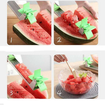 Κόφτης καρπούζι από ανοξείδωτο ατσάλι Ανεμόμυλος Σχέδιο κοπής φρούτων Εργαλείο κοπής Melon Ballers Salad Προμήθειες κουζίνας