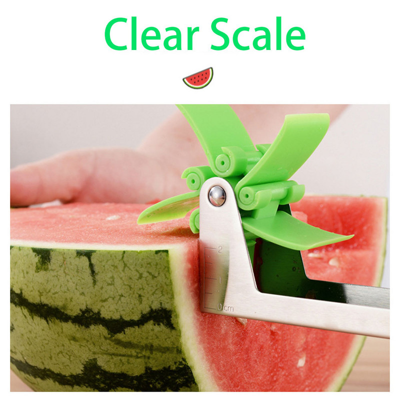 Arbūzų pjaustyklės nerūdijančio plieno vėjo malūnėlio dizaino vaisių pjaustyklės pjaustyklės įrankis Melionų pjaustyklės salotų virtuvės reikmenys