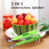 Görögdinnyevágó Pép kanál Gyümölcsgolyós ásó rozsdamentes acél 3 AZ 1-BEN Görögdinnye hasító Konyhai kütyük Saláta Gyümölcsszeletelő Vágott