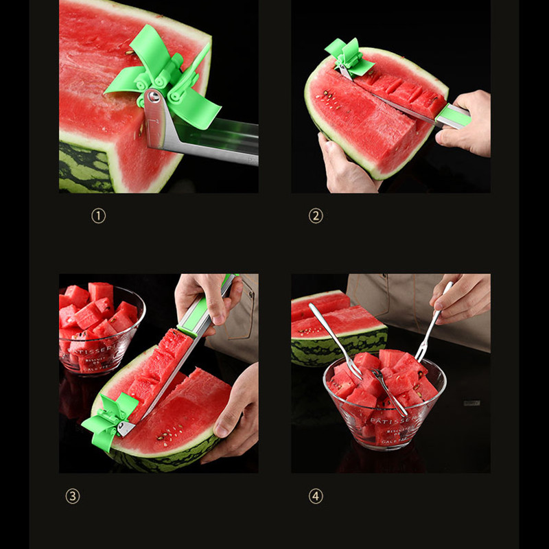 Rezač za lubenicu Dizajn vjetrenjača od nehrđajućeg čelika Cut Lubenica Kuhinjski pribor Rezač za salatu Voće Kuhinjski pribor