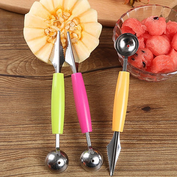 2 σε 1 Πιατέλα φρούτων Μαχαίρι σκαλίσματος Φρούτα σκαπτικό κουτάλι κρέμα μπάλα κουτάλι DIY Εργαλείο σκάλισμα φρούτων Gadgets κουζίνας