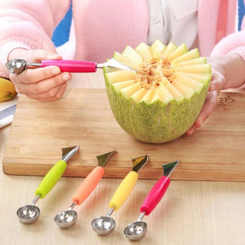 2 σε 1 Πιατέλα φρούτων Μαχαίρι σκαλίσματος Φρούτα σκαπτικό κουτάλι κρέμα μπάλα κουτάλι DIY Εργαλείο σκάλισμα φρούτων Gadgets κουζίνας