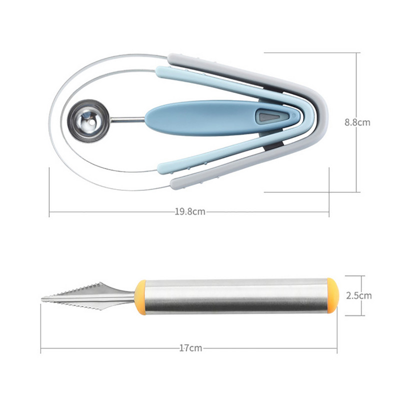 Novi kuhinjski dodaci 3 u 1 lopatica za voće Višenamjenska žlica za voće Baller Alati za voće s rezačem Kuhinjski dodaci