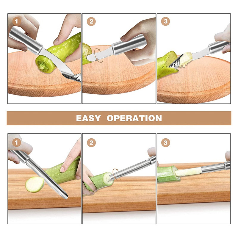 Alati za vađenje jezgre od jalapeno papra od 6 komada, vađenje jezgre za voće i povrće od nehrđajućeg čelika, vađenje jezgre za tikvice u koštici od trešnje