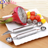 2 vnt. / rinkinys, nerūdijančio plieno, pasidaryk pats, vaisiniai meliono kaušeliai su dviem galais, drožimo peilis, ledų kasimo rutulys, šaukštas, virtuvės prietaisai