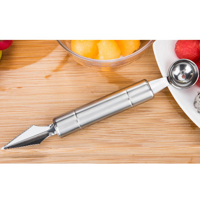 2 vnt. / rinkinys, nerūdijančio plieno, pasidaryk pats, vaisiniai meliono kaušeliai su dviem galais, drožimo peilis, ledų kasimo rutulys, šaukštas, virtuvės prietaisai