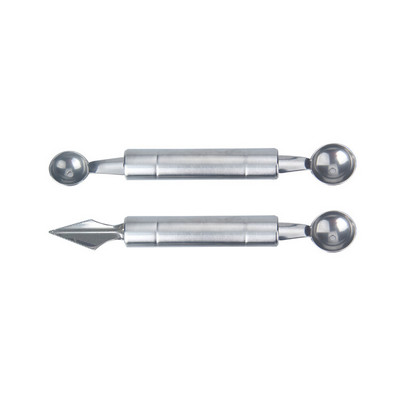 2 vnt. / rinkinys, nerūdijančio plieno, pasidaryk pats, vaisiniai meliono kaušeliai su dviem galais, drožimo peilis, ledų kasimo rutulys, šaukštas, virtuvės prietaisai