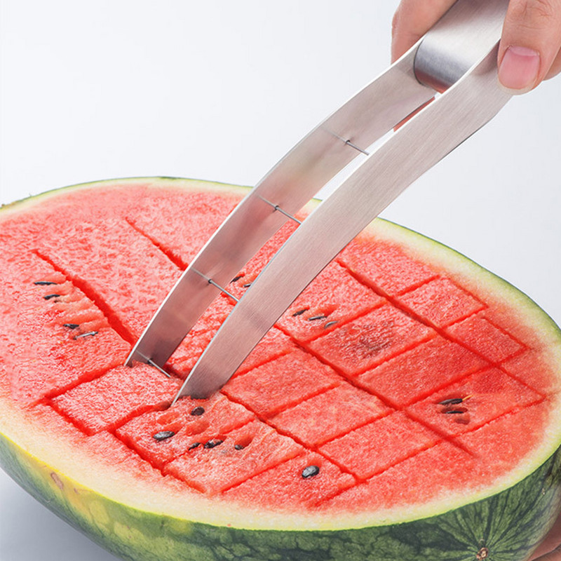 Nešiojami arbūzų pjaustyklės nerūdijančio plieno arbūzų pjaustymo dirbiniai virtuvės prietaisai vaisių įrankiai virtuvės priedai