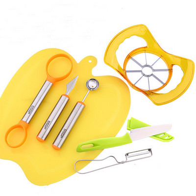 7PCS Creative Apple Cut od nehrđajućeg čelika Ball Digger set noževa za rezbarenje voća Nož za voće Separator za jabuke Dvostruka namjena Fruit Cut