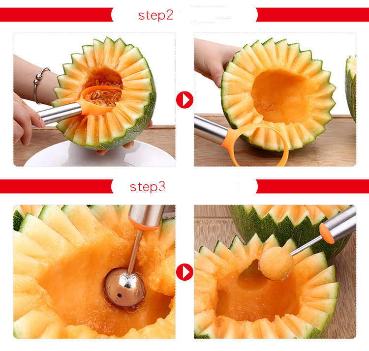 7PCS Creative Apple Cut od nehrđajućeg čelika Ball Digger set noževa za rezbarenje voća Nož za voće Separator za jabuke Dvostruka namjena Fruit Cut