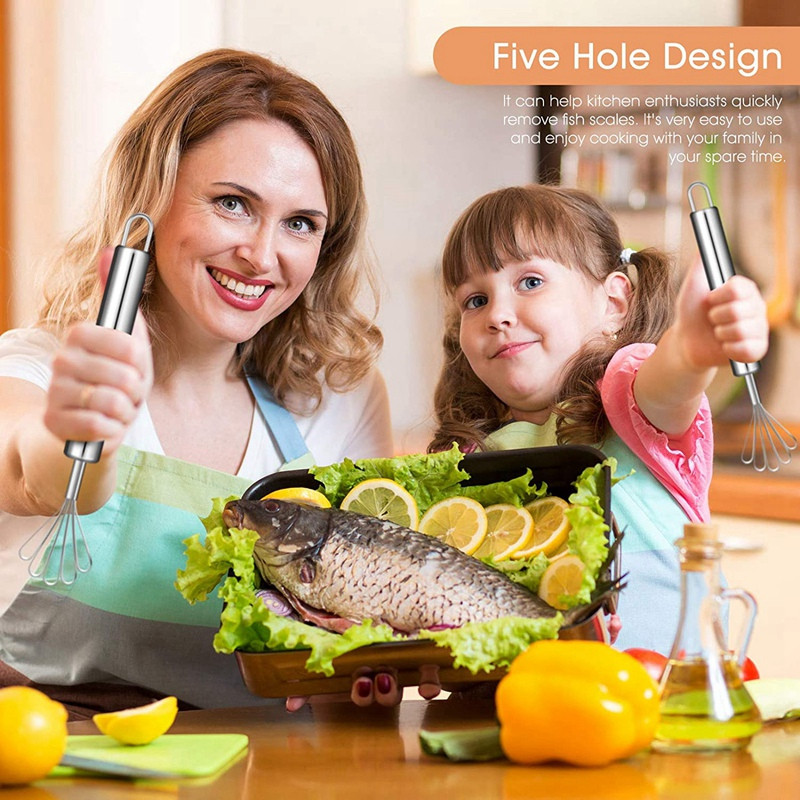 Vruća rasprodaja 4 komada aparata za brijanje od nehrđajućeg čelika s kokosom Kuhinjske naprave Alati za voće Pribor za plodove mora Višenamjenski alat za čišćenje ribljih ljuskica