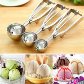 Prenosná nerezová oceľová lyžica na zmrzlinu v tvare melónu, kuchynské príslušenstvo a náradie, nepriľnavá lyžica na výrobu ovocných guľôčok