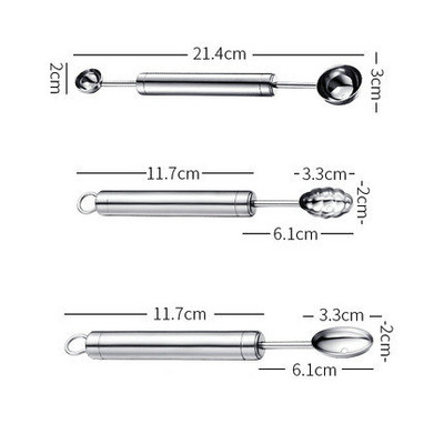 Kūrybinis vaisių pjaustytuvas nerūdijančio plieno vandens meliono kamuoliukų kasimo kaušeliai pasidaryk pats vaisių lėkštės drožimo peilių rinkinys