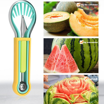 3 в 1 Fruit Digger Диня Slicer Cutter Scoop Platter Digger Carving Knife Set Melon Baller Digging Spoon Home Kitchen Tool