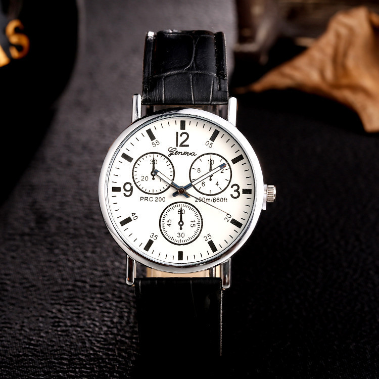 Vyriškas madingas sportinis trijų akių laikrodis su mėlynu šviesiai stikliniu diržiniu laikrodis Unisex poros kvarcinis laikrodis