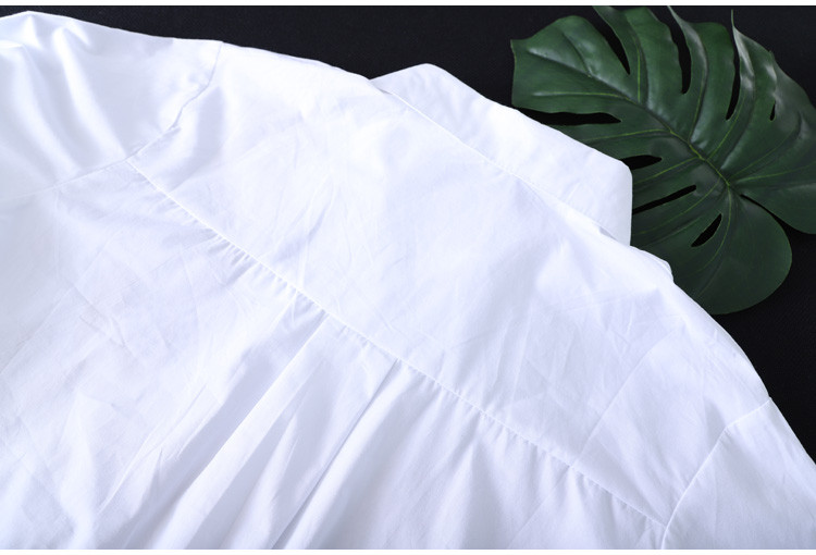 Új női fehér ing 100% pamut Alkalmi viselet gomb Felfelé Turn Down gallér hosszú ujjú blúz Hímzés Női HOT Akció F106