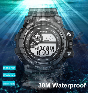 COOBOS Нови мъжки LED цифрови часовници Светещи модни спортни водоустойчиви часовници за мъже Дата Армейски военен часовник Relogio Masculino