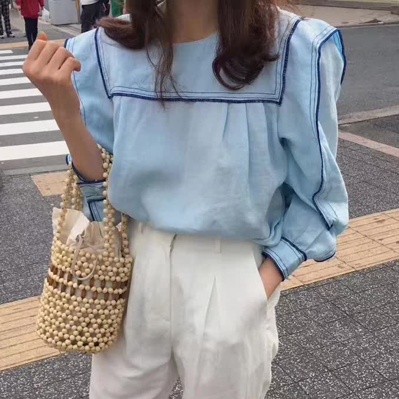 Alkalmi, O-nyakú patchwork női blúzok ingek teljes ujjú fodros női blúzok ingek 2020 tavaszi nyár felsők Blusák