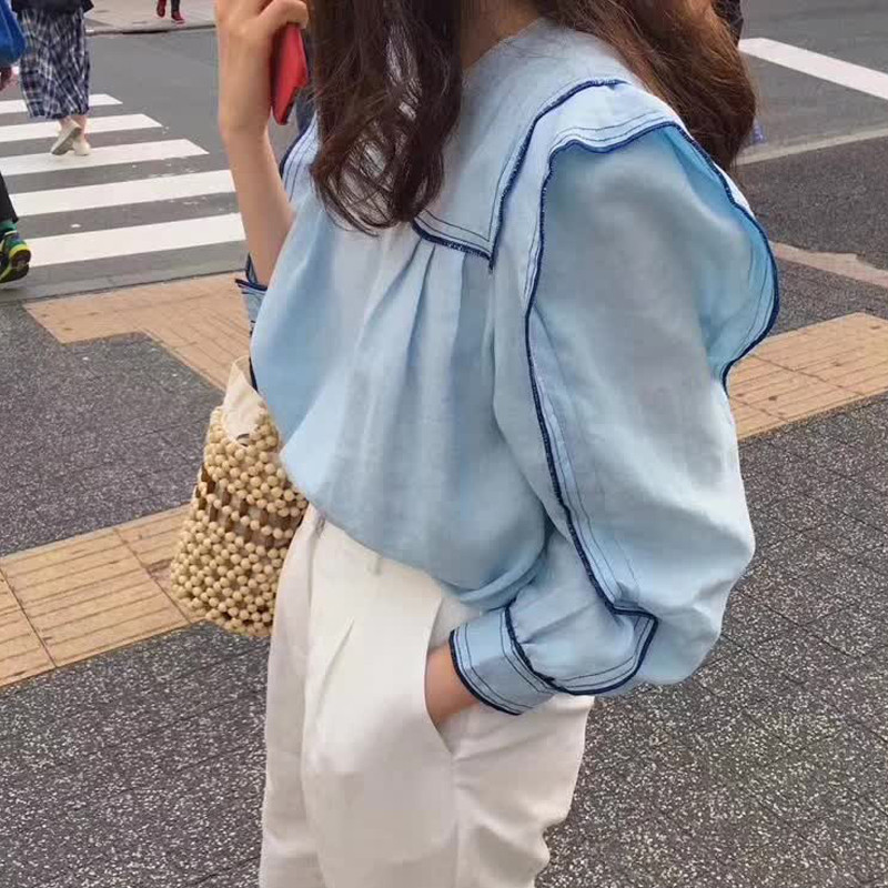 Alkalmi, O-nyakú patchwork női blúzok ingek teljes ujjú fodros női blúzok ingek 2020 tavaszi nyár felsők Blusák