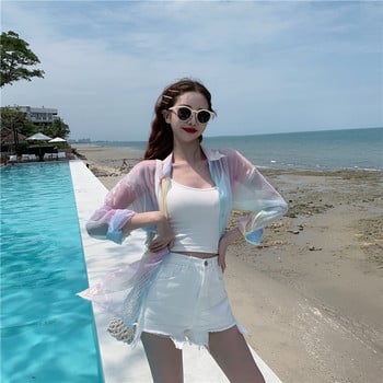 Rainbow γυναικείες μπλούζες τοπ πουκάμισα crop beach plus size vintage vadim ropa mujer kawaii kimono cardigan blusas kobiety bluzki