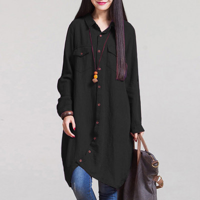 „EaseHut Plus Size“ moteriškos vintažinės lininės palaidinės ilgomis rankovėmis Moteriški marškiniai Moteriški laisvalaikio marškiniai, ilgi viršūnės, kišeninės sagos, 5XL