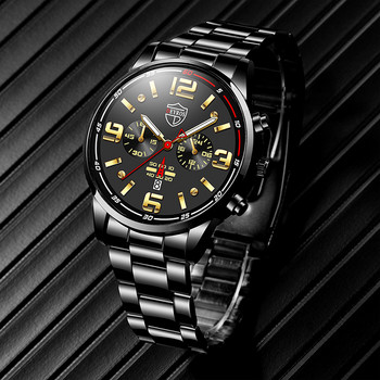 Часовници за мъже Бизнес луксозен кварцов ръчен часовник от неръждаема стомана Модна мъжка спортна гривна Светещ часовник reloj hombre
